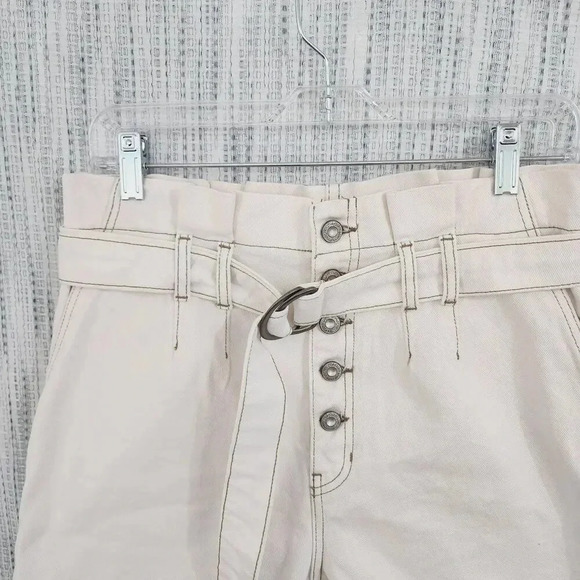 Free People Women's Denim Shorts Size 4 High Rise Button Fly Beige - Picture 7 of 8